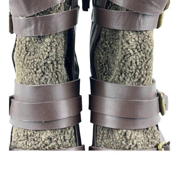 JOE'S JEANS Women's Brown Strappy Ankle Boots with Fur Tongue Side Zip US 6 - Picture 5 of 14